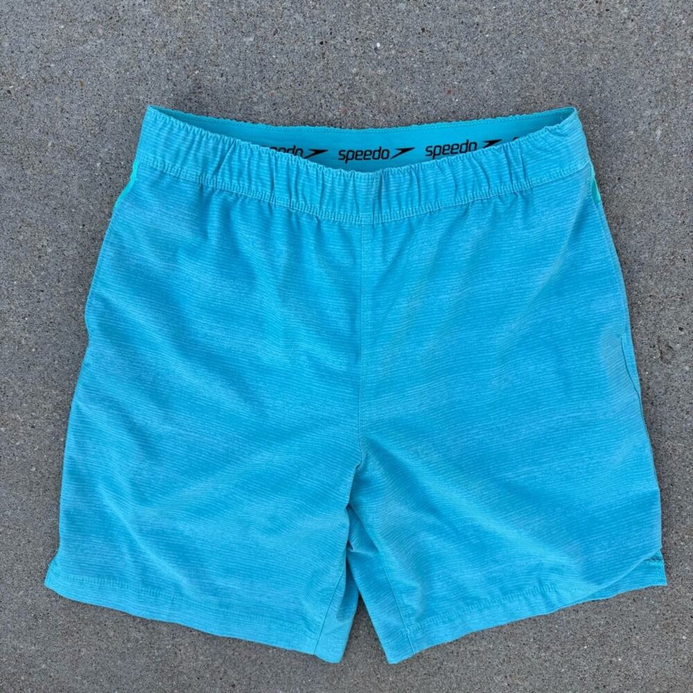 Speedo Swim Trunks Aqua Ceramic Blue Tech Volley Board Short SMALL Style 7778229